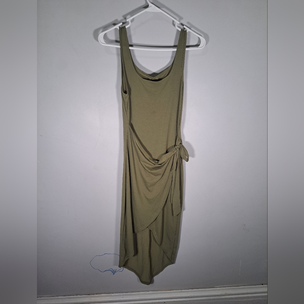 Olive Green Y2k Sleeveless Wrap Style Dress Size Medium